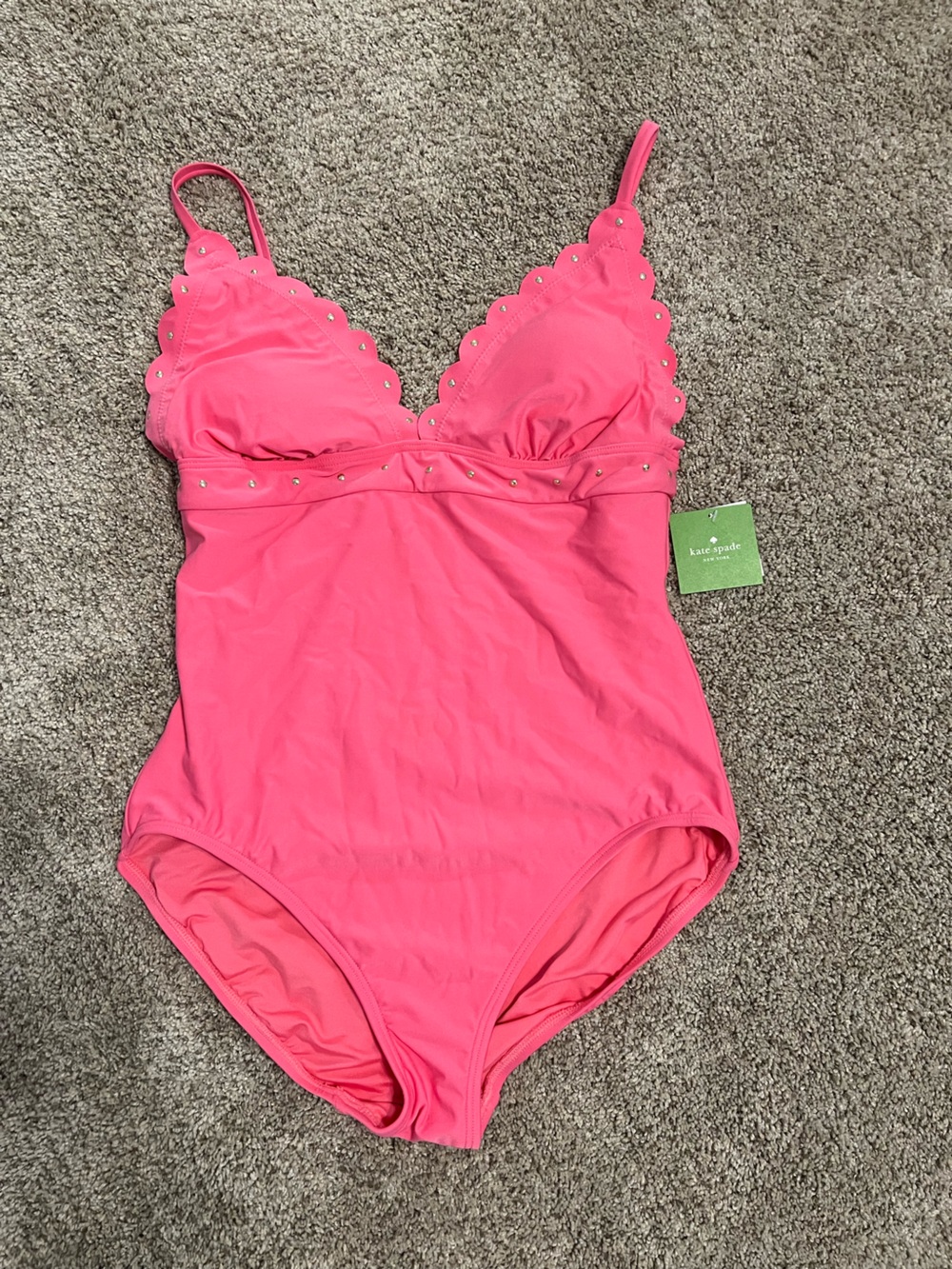 kate spade Hot Pink Scallop-Trim One-Piece Swimsuit